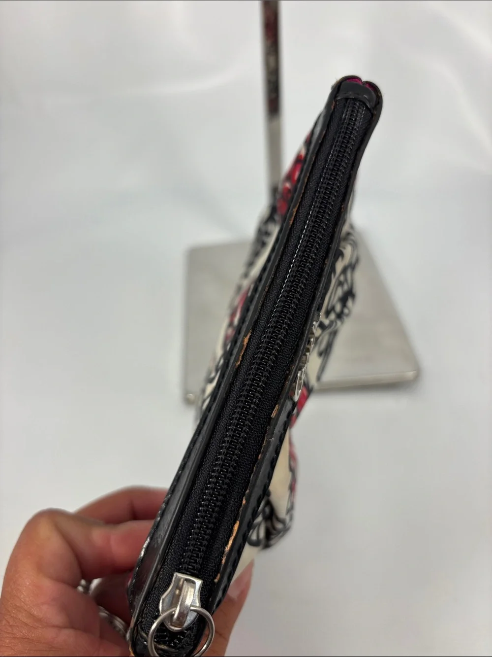Coach Black & Red Floral Logo Small Cosmetic Pouch